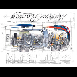 Banner Porsche 935 Moby Dick Martini Racing original drawing by Sébastien Sauvadet