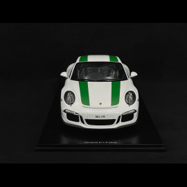 Porsche 911 R Type 991 2016 Pure White with Green Stripes 1/12 Schuco 450046900