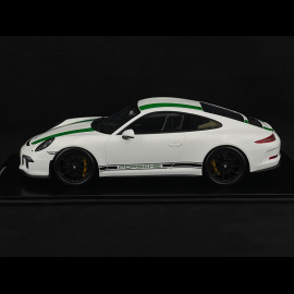 Porsche 911 R Type 991 2016 Pure White with Green Stripes 1/12 Schuco 450046900