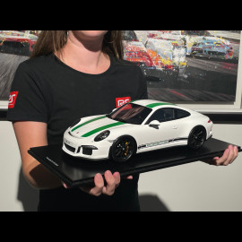 Porsche 911 R Type 991 2016 Pure White with Green Stripes 1/12 Schuco 450046900