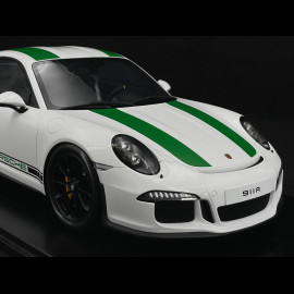 Porsche 911 R Type 991 2016 Pure White with Green Stripes 1/12 Schuco 450046900