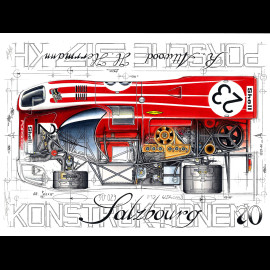Banner Porsche 917 Le Mans 1970 n° 23 Porsche Salzburg original drawing by Sébastien Sauvadet