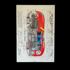 Banner Ferrari 250 GTO 24h Le Mans 1962 n° 22 Originalzeichnung von Sébastien Sauvadet