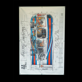 Banner Porsche 936 Martini Racing Winner 24h Le Mans 1977 original drawing by Sébastien Sauvadet