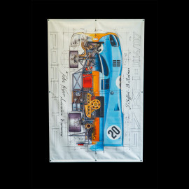 Porsche 917 KH n°20 Gulf 24h Le Mans 1970 Steve McQueen Originalzeichnung von Sébastien Sauvadet