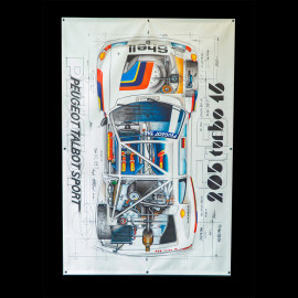 Banner Peugeot 205 Turbo 16 Gr.B Peugeot Talbot Sport original drawing by Sébastien Sauvadet