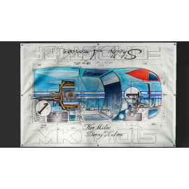 Banner Ford GT40 Mk II JWA Gulf n° 1 24h Le Mans 1966 Shelby American Originalzeichnung von Sébastien Sauvadet Banner Ford GT40 Mk II JWA Gulf n° 1 24h Le Mans 1966 Shelby American Originalzeichnung von Sébastien Sauvadet