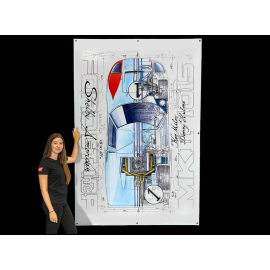 Banner Ford GT40 Mk II JWA Gulf n° 1 24h Le Mans 1966 Shelby American original drawing by Sébastien Sauvadet