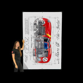 Banner Ferrari 250 GTO 24h Le Mans 1962 n° 22 original drawing by Sébastien Sauvadet