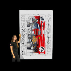 Banner Porsche 917 Le Mans 1970 n° 23 Porsche Salzburg original drawing by Sébastien Sauvadet