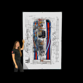 Banner Porsche 936 Martini Racing Winner 24h Le Mans 1977 original drawing by Sébastien Sauvadet