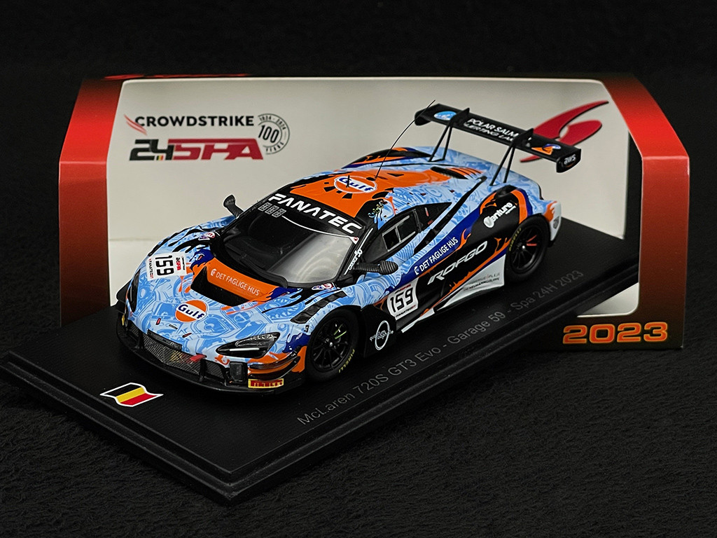 McLaren 720S GT3 Evo n° 159 24h Spa 2023 Gulf 1/43 Spark SB735
