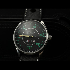 Porsche 911 250 km/h speedometer Watch chrome case / black dial / green numbers