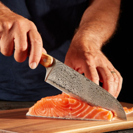 Santoku Knife Damascus Olive Wood Deejo KDBS00001