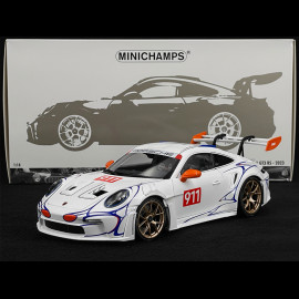 Porsche 911 GT3 RS Type 992 n° 911 2023 White / Orange Decor 1/18 Minichamps 110062041
