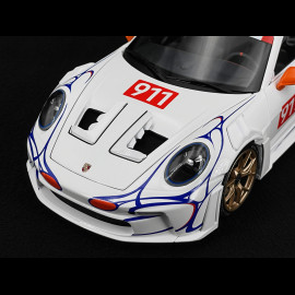 Porsche 911 GT3 RS Type 992 n° 911 2023 Weiß / Orange Dekor 1/18 Minichamps 110062041