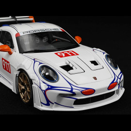 Porsche 911 GT3 RS Type 992 n° 911 2023 Weiß / Orange Dekor 1/18 Minichamps 110062041