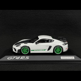Porsche 718 Cayman GT4 RS Type 982 Tribute Weissach Package 2023 White / Green Stripes 1/43 Minichamps WAP0206010TCAY