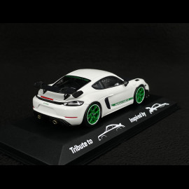 Porsche 718 Cayman GT4 RS Typ 982 Tribute Weissach Package 2023 Weiß / Grün gestreift 1/43 Minichamps WAP0206010TCAY