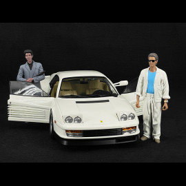 Trio Ferrari Testarossa Monospecchio 1984 White + Sunny And Rico Figures Miami Vice 1/12 KK Scale