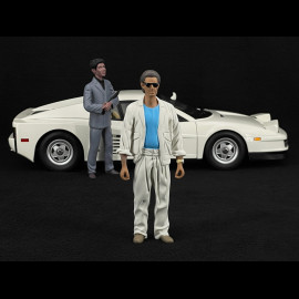 Trio Ferrari Testarossa Monospecchio 1984 White + Sunny And Rico Figures Miami Vice 1/12 KK Scale