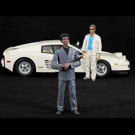 Trio Ferrari Testarossa Monospecchio 1984 White + Sunny And Rico Figures Miami Vice 1/12 KK Scale