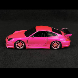 Porsche 911 GT3 RS Type 996 2003 Metallic Fluorescent Red Pink Slips 1/24 Jada Toys 34847