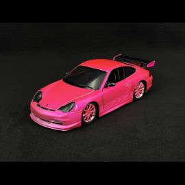 Porsche 911 GT3 RS Typ 996 2003 Metallisch Fluoreszierendes Rot Pink Slips 1/24 Jada Toys 34847