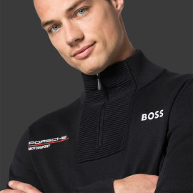 Porsche Pullover Motorsport BOSS Schwarz Knitted quarter-zip sweater WAP121PMSR - herren