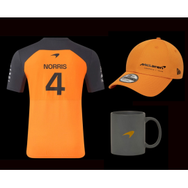 McLaren Set Weltmeister F1 Team Lando Norris T-shirt + Cap + Becher