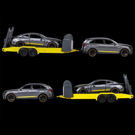 Mercedes-AMG GLC 63 S + Mercedes-AMG CLE 53 Set On Trailer Grey / Yellow 1/64 Majorette 8502103000