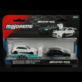 Mercedes-AMG GLC 63 S + Mercedes-AMG A35 Set Auf Anhänger Schwarz / Blau / Weiß 1/64 Majorette 8502103000