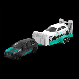 Mercedes-AMG GLC 63 S + Mercedes-AMG A35 Set On Trailer Black / Blue / White 1/64 Majorette 8502103000