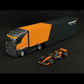 Lando Norris McLaren MCL38 n° 4 Mit LKW Mercedes-Benz Actros 2 F1 2024 1/43 Bburago 38401