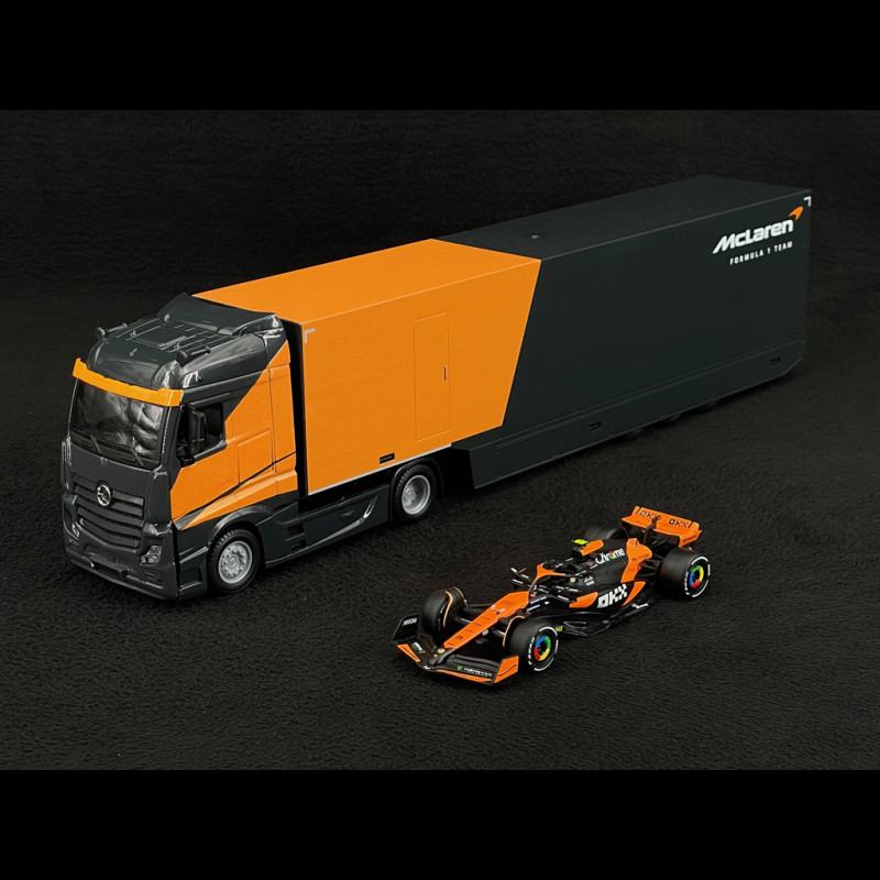 Lando Norris McLaren MCL38 n° 4 Mit LKW Mercedes-Benz Actros 2 F1 2024 1/43 Bburago 38401