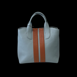 Handtasche n° 20 aus Leder Hergestellt in Italien Hellblau / Orange
