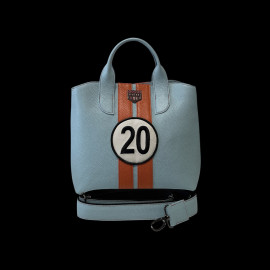 Handbag n° 20 in Leather Made in Italy Light Blue / Orange