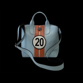 Handtasche n° 20 aus Leder Hergestellt in Italien Hellblau / Orange