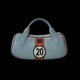 Handtasche n° 20 aus Leder Hergestellt in Italien Hellblau / Orange