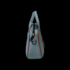 Handbag n° 20 in Leather Made in Italy Light Blue / Orange