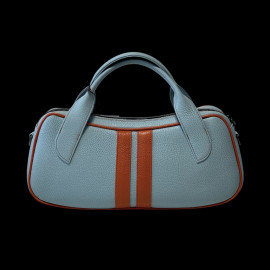 Handtasche n° 20 aus Leder Hergestellt in Italien Hellblau / Orange