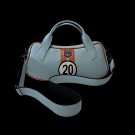 Handbag n° 20 in Leather Made in Italy Light Blue / Orange