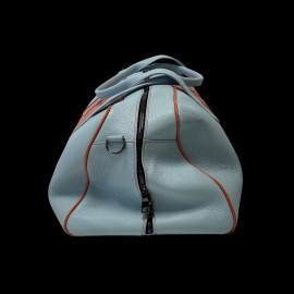 Travel Bag n° 20 in Leather Made in Italy Light Blue / Orange