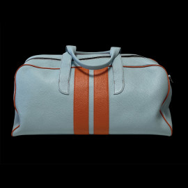 Reisetasche n° 20 aus Leder Hergestellt in Italien Hellblau / Orange