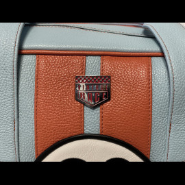 Reisetasche n° 20 aus Leder Hergestellt in Italien Hellblau / Orange