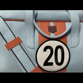Travel Bag n° 20 in Leather Made in Italy Light Blue / Orange