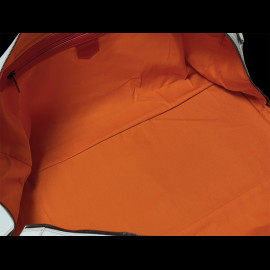 Travel Bag n° 20 in Leather Made in Italy Light Blue / Orange