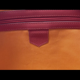 Travel Bag n° 20 in Leather Made in Italy Light Blue / Orange