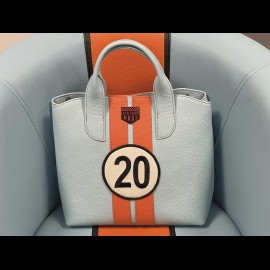 Handtasche n° 20 aus Leder Hergestellt in Italien Hellblau / Orange