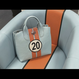 Handtasche n° 20 aus Leder Hergestellt in Italien Hellblau / Orange